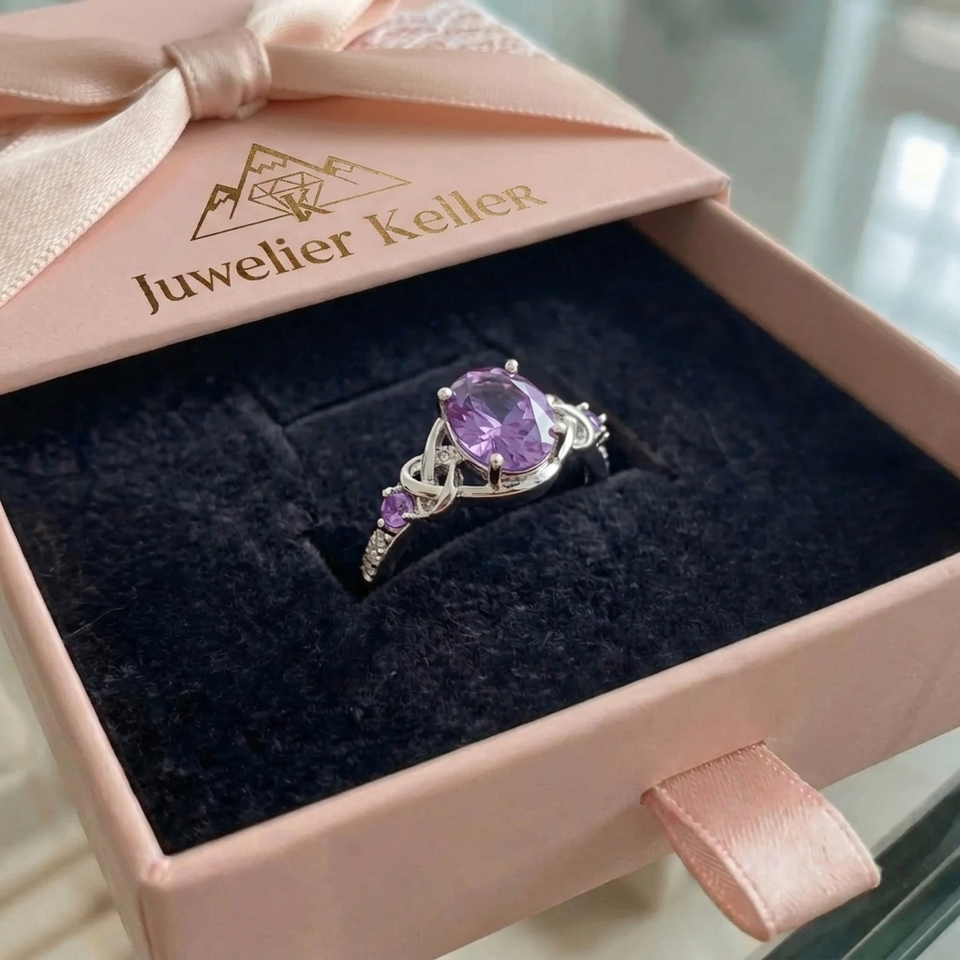 Barbara Purple Knot Ring | Silver-Tone