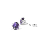 Penelope Purple Round Stud Earrings | Silver-Tone — image 3