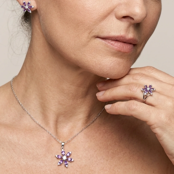 Nell Purple Jewelry Set | Silver-Tone — image 2