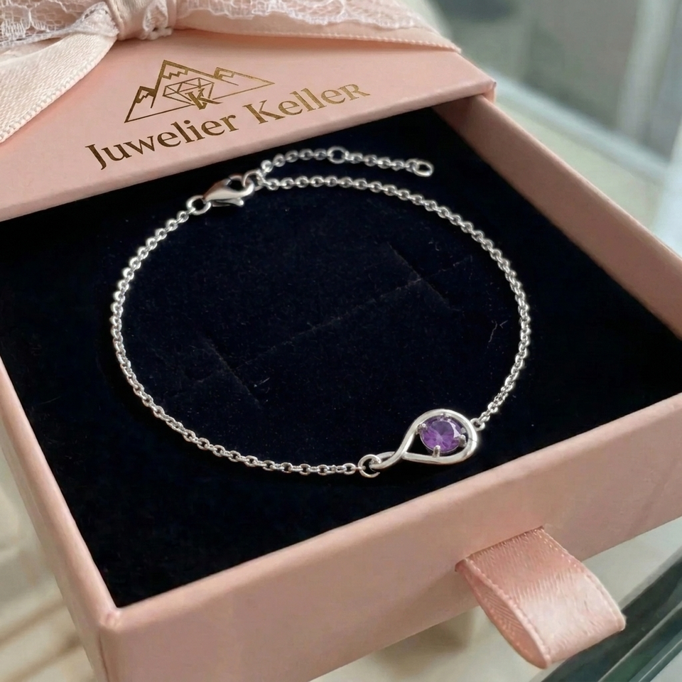 Lydia Purple Infinity Bracelet | Silver-Tone