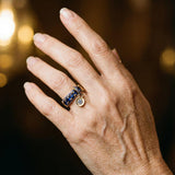 Mae Antique-Style Blue Sparkle Ring | Gold-Tone — image 2