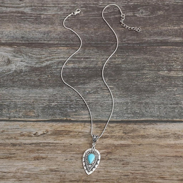 Georgina Turquoise-Color Teardrop Necklace | Silver-Tone — image 2
