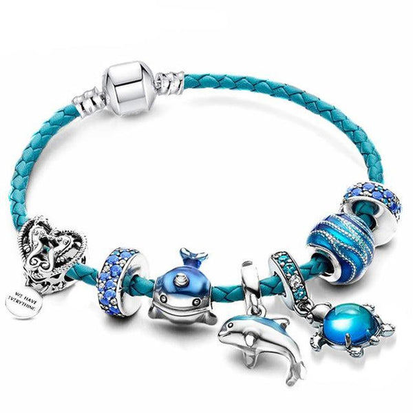 Lucille Ocean Cord Bracelet with Silver-Tone Charms