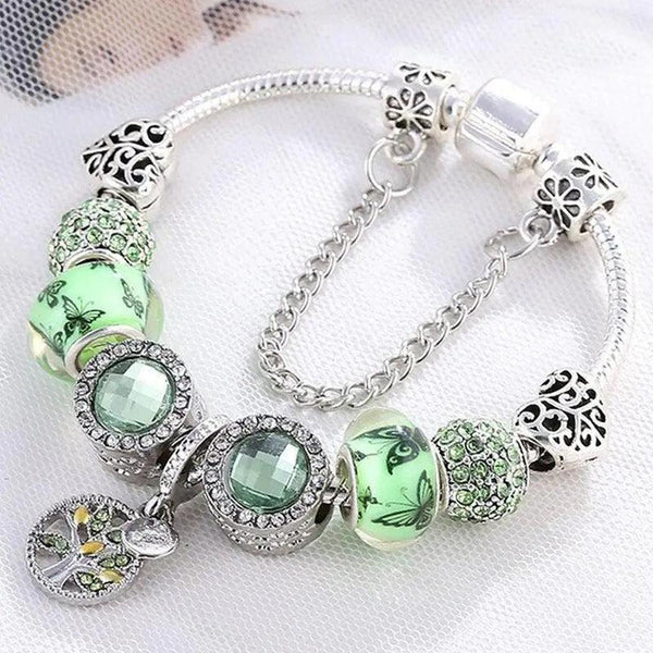 Elaine Green Accent Bracelet | Silver-Tone