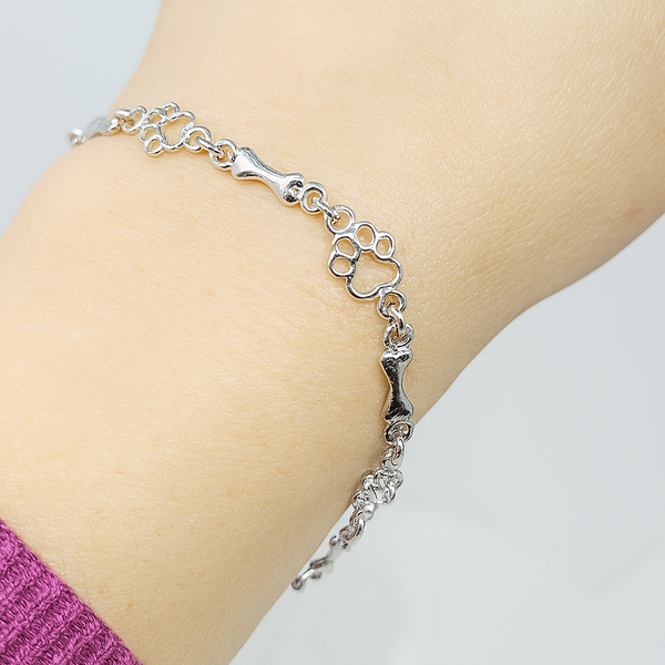 Eva Dog Paw and Bone Charm Bracelet | Silver-Tone — image 6