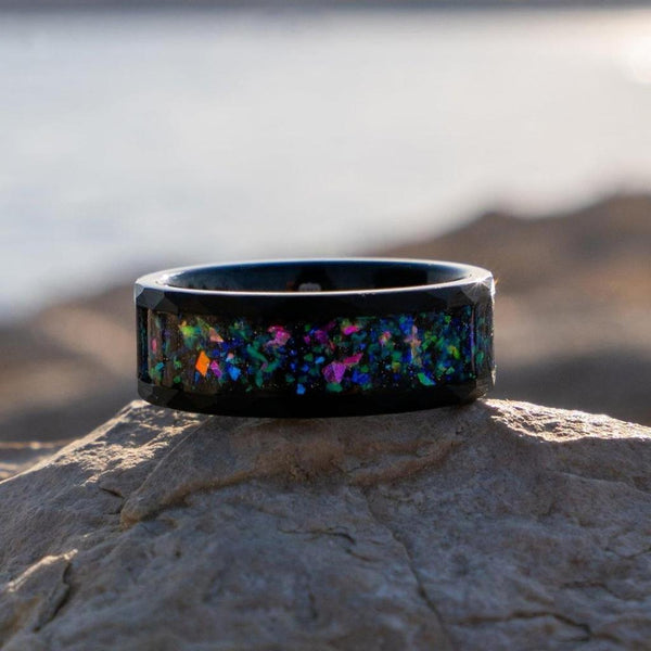 Cedric Multicolor Inlay Band Ring | Black - image 7