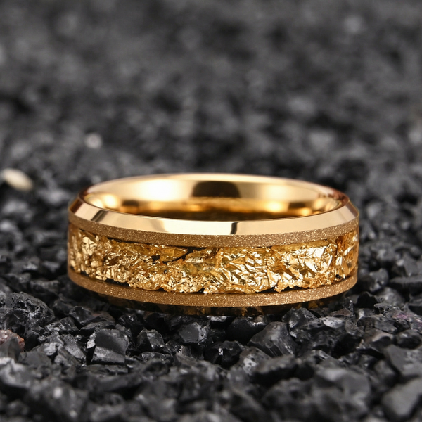 Owen Textured Inlay Band Ring | Gold-Tone — image 15