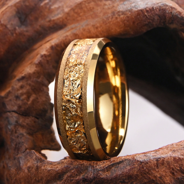 Owen Textured Inlay Band Ring | Gold-Tone — image 18