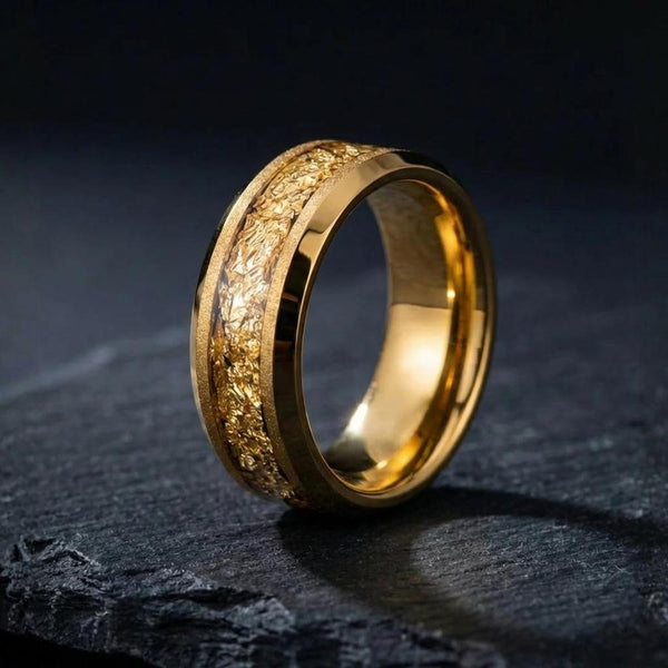Owen Textured Inlay Band Ring | Gold-Tone — image 2