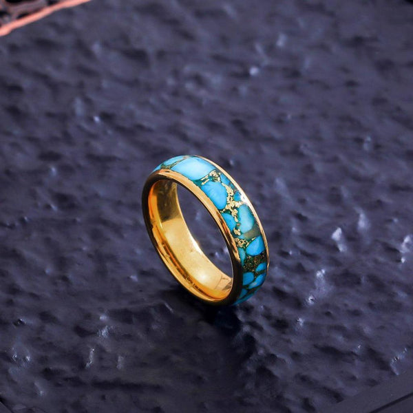 Colin Turquoise-Color Inlay Band Ring | Gold-Tone — image 4