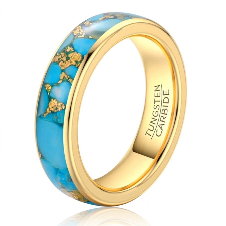 Colin Turquoise-Color Inlay Band Ring | Gold-Tone