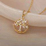 Cynthia Tree of Life Sparkle Necklace | Gold-Tone