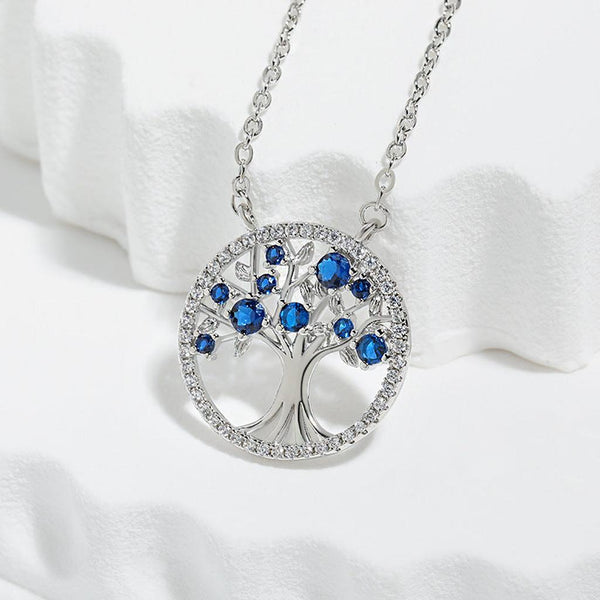 Delia Blue Tree of Life Necklace | Silver-Tone