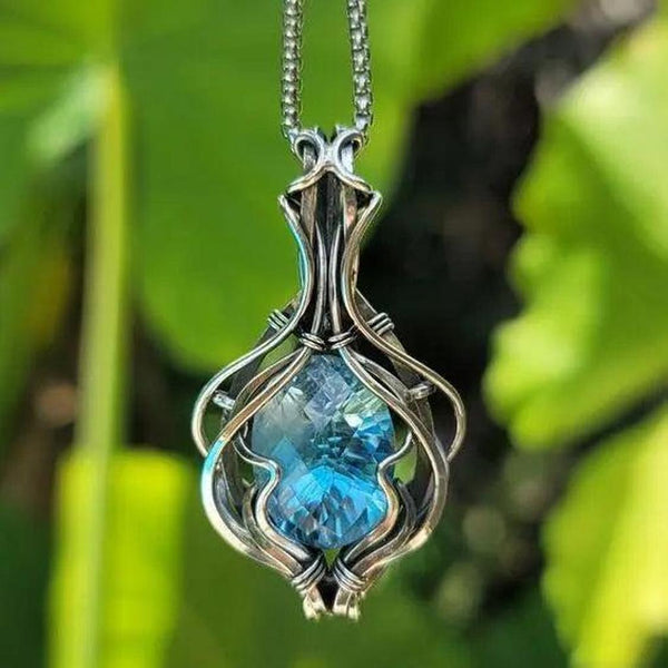 Henrietta Retro Silver-Tone Blue Necklace