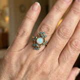Rosalyn Blue Retro Ring with Sparkle and Opal-Look - image 2