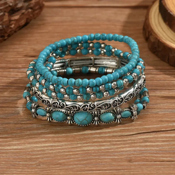 Jocelyn Boho Turquoise-Color Bead Bracelet Set - image 3