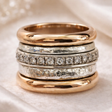 Josephine Wide Multi-Row Vintage-Style Ring | Gold-Tone