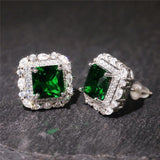 Rebecca Green Rectangular Halo Stud Earrings - image 2