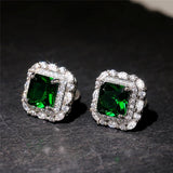 Rebecca Green Rectangular Halo Stud Earrings - image 1
