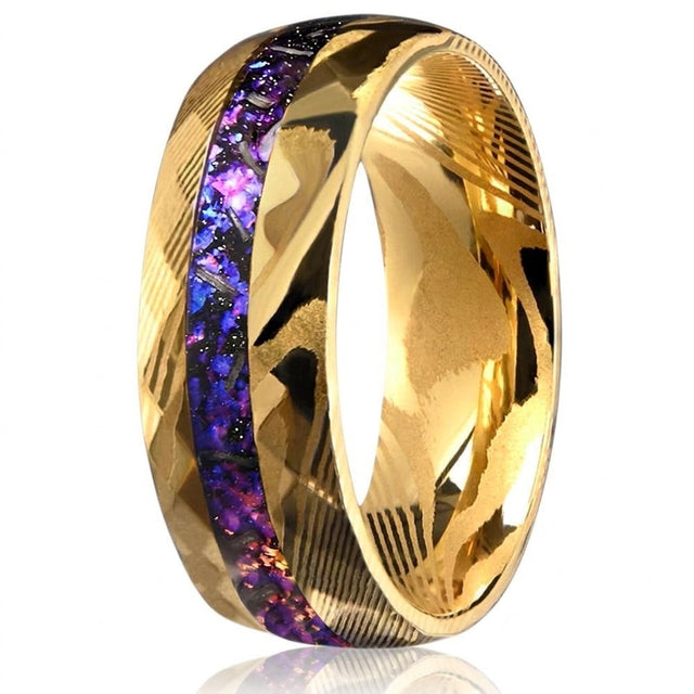 Samuel Purple Inlay Band Ring | Gold-Tone