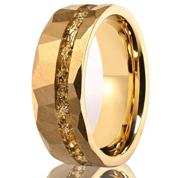 Harold Faceted Inlay Band Ring | Gold-Tone