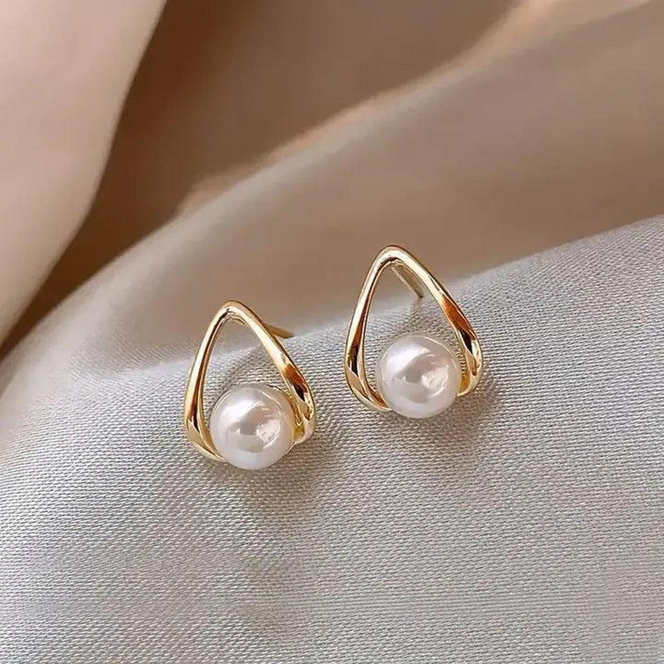 Ottilie Triangular Pearl-Look Earrings - image 1