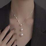 Stella Pearl-Look Drop Necklace - image 2