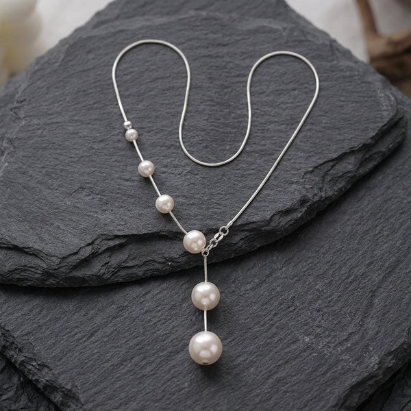 Stella Pearl-Look Drop Necklace - image 1