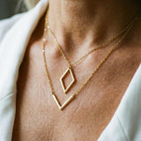 Mavis Geometric V Pendant Necklace - image 2