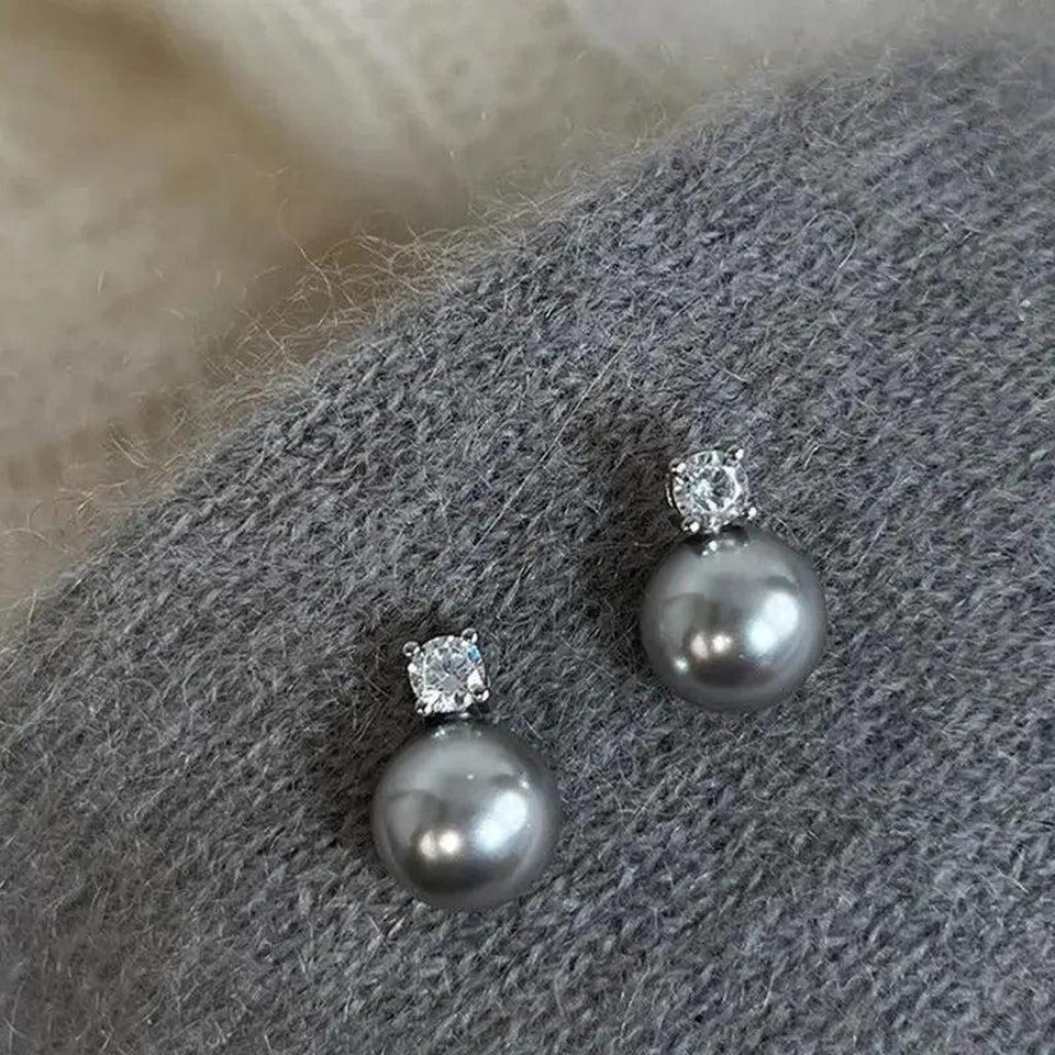 Elaine Black Pearl-Look Sparkle Earrings - image 1