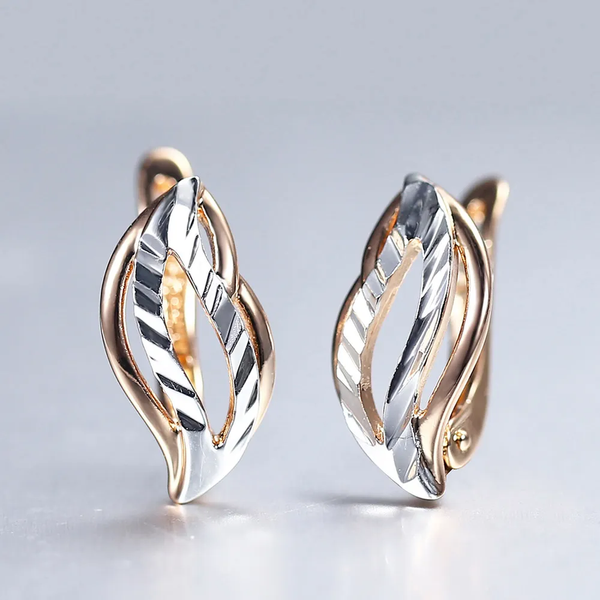 Fiona Open Leaf Earrings | Two-Tone