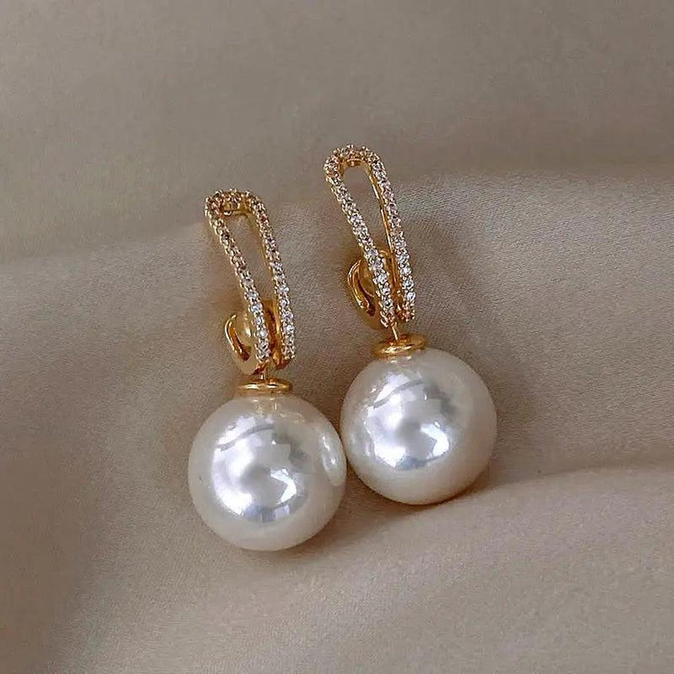 Simone Pearl-Look and Sparkle Earrings - image 1