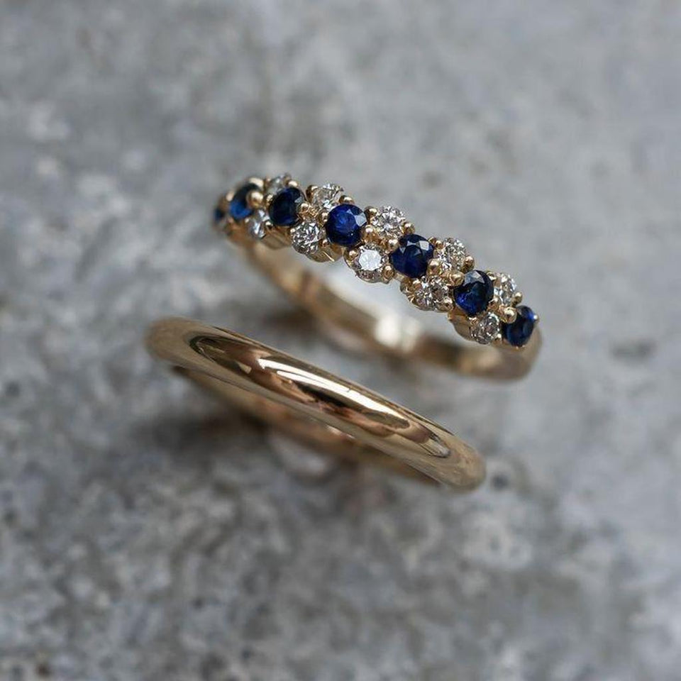 Felicia Vintage-Style Blue Sparkle Rings - image 1