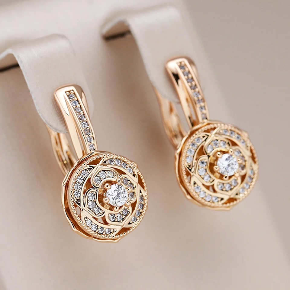 Roberta Round Sparkle Earrings | Gold-Tone