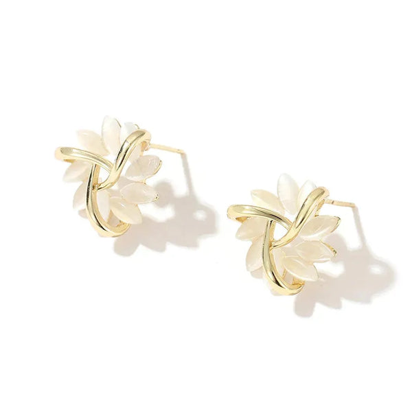 Adeline Flower Opal-Look Earrings | Gold or Silver Tones — image 2