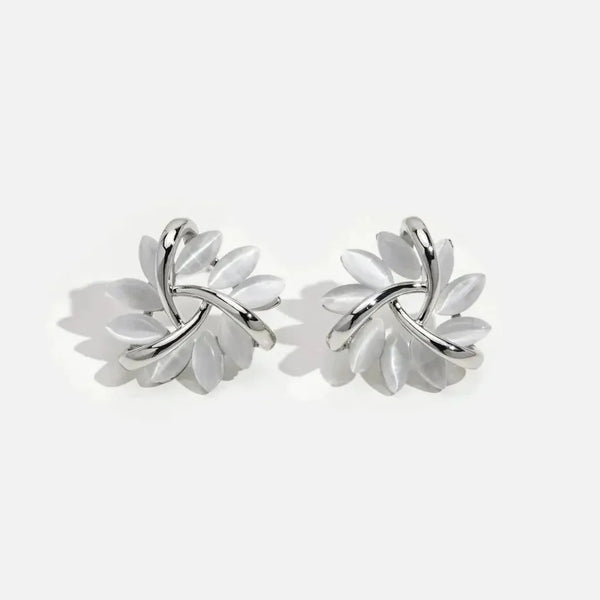 Adeline Flower Opal-Look Earrings | Gold or Silver Tones — image 3