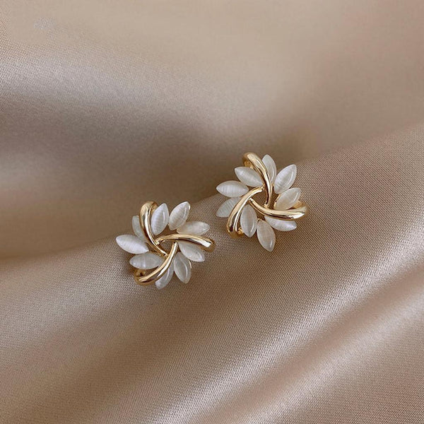 Adeline Flower Opal-Look Earrings — Gold-Tone — image 1