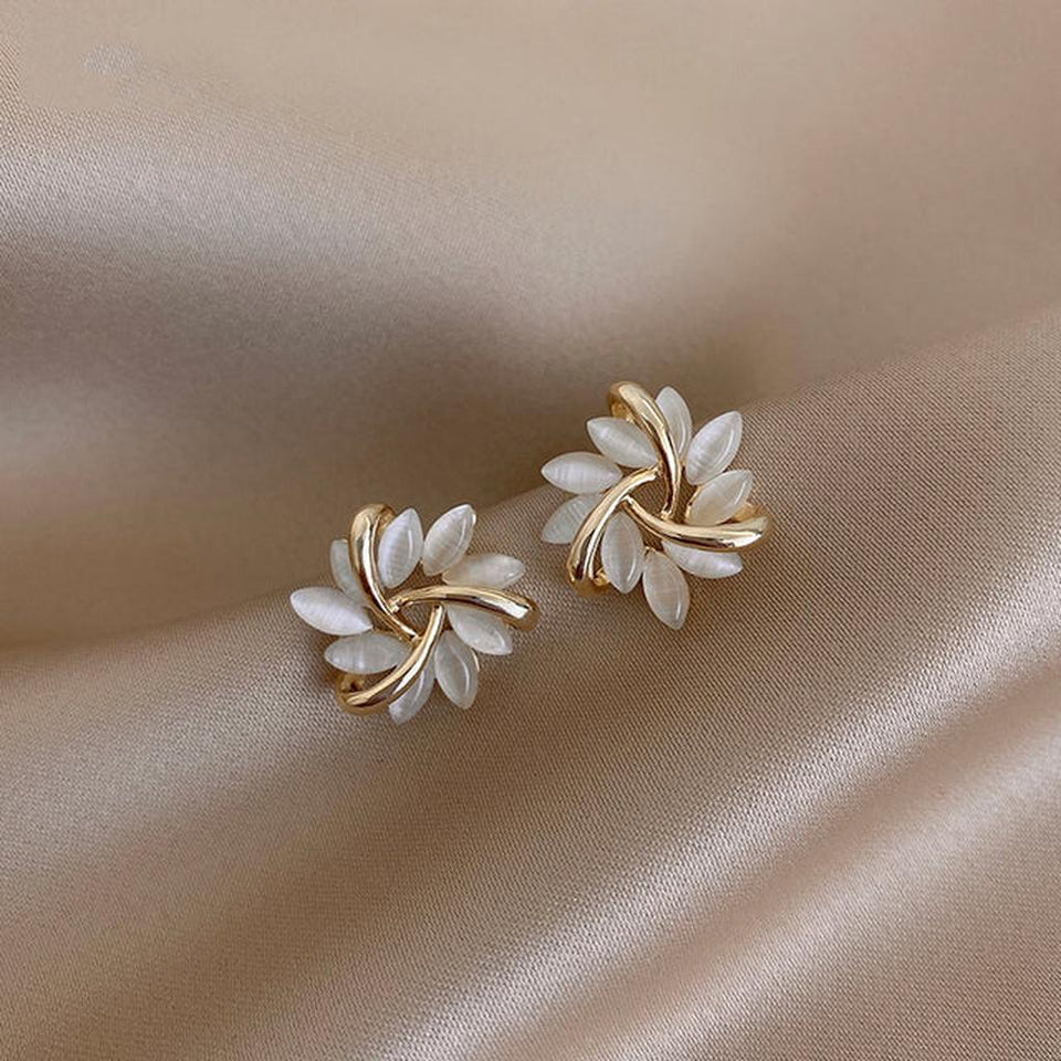 Adeline Flower Opal-Look Earrings — Gold-Tone — image 1
