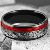 Dominic Red Inlay Band Ring | Black - image 14