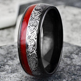 Dominic Red Inlay Band Ring | Black - image 7