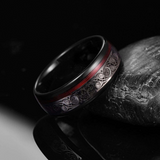 Dominic Red Inlay Band Ring | Black - image 9