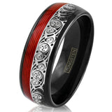 Dominic Red Inlay Band Ring | Black - image 1