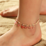 Alberta Red Accent Anklet | Gold-Tone