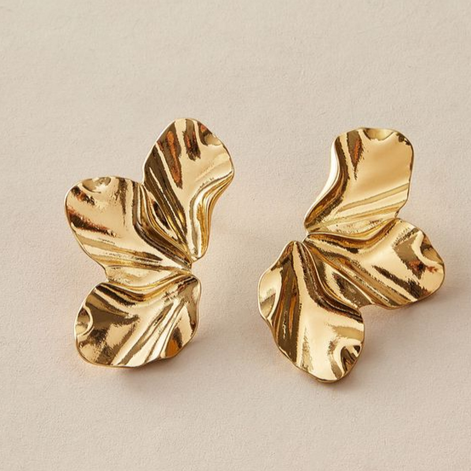 Anastasia Half Flower Earrings | Gold-Tone