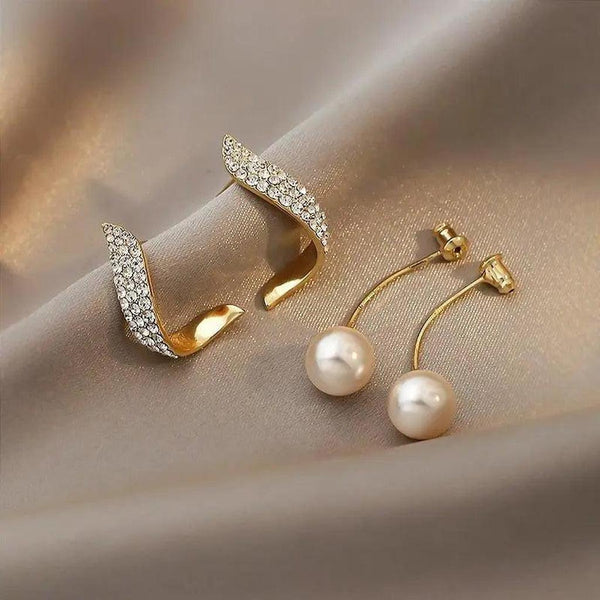 Sheila Wave Pearl-Look Drop Earrings | Gold-Tone — image 3