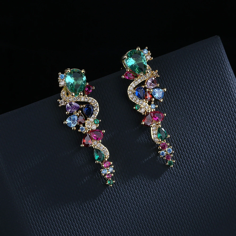 Pauline Multicolor Sparkle Earrings | Gold-Tone