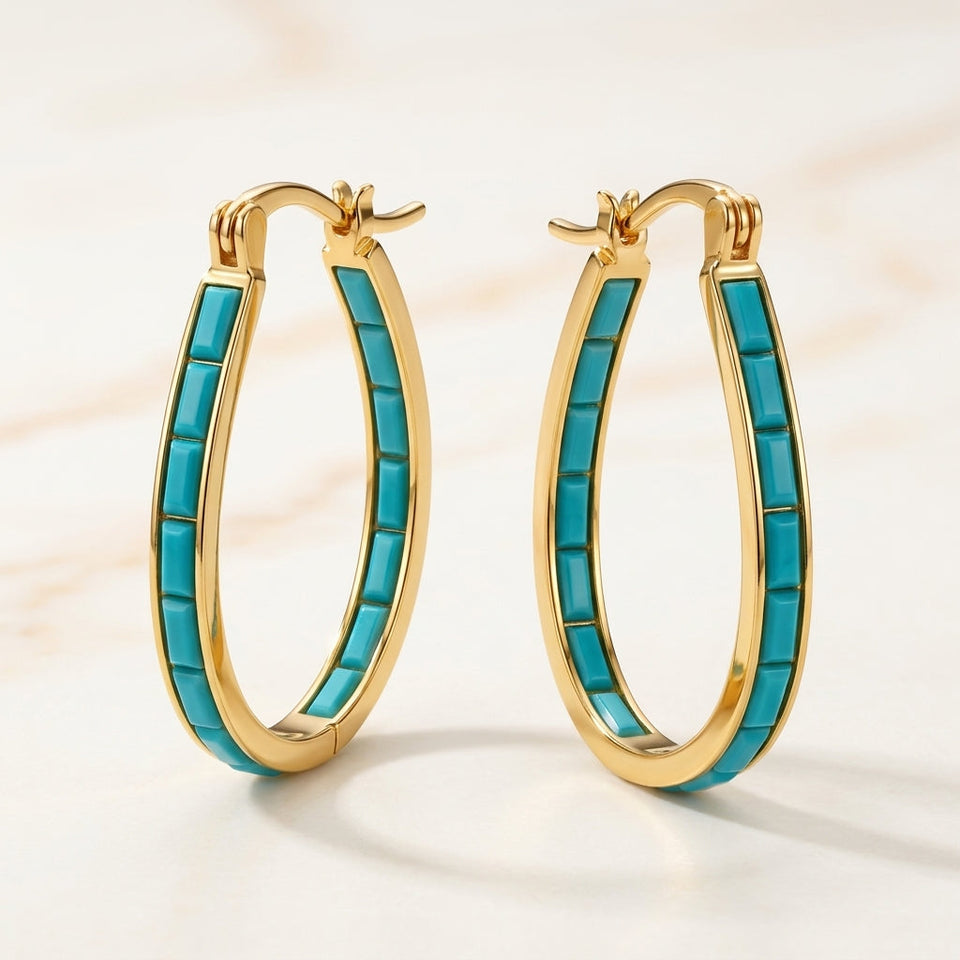 Zenobia Turquoise-Color Hoop Earrings
