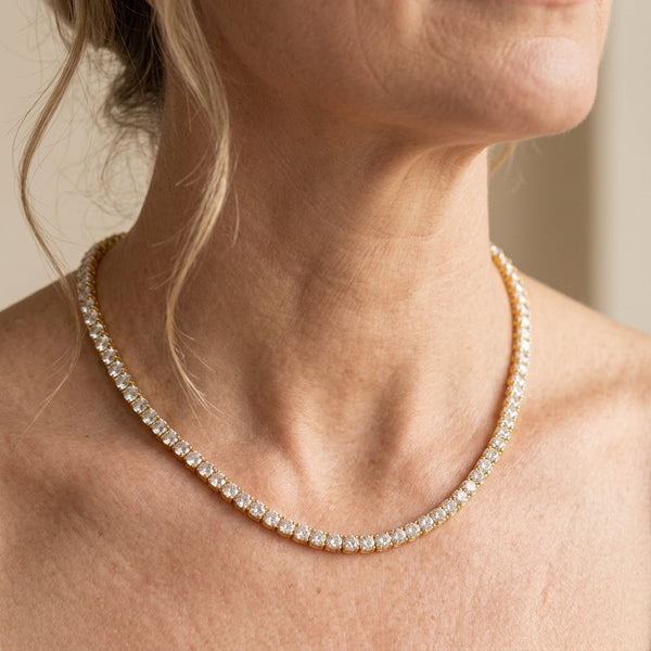 Polly Tennis Necklace | Gold-Tone