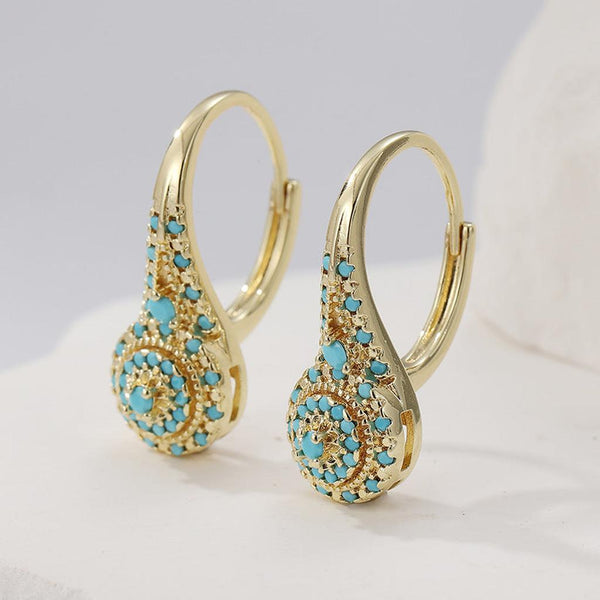 Vanessa Turquoise-Color Cluster Stud Earrings | Gold-Tone — image 3