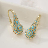 Vanessa Turquoise-Color Cluster Stud Earrings | Gold-Tone — image 4